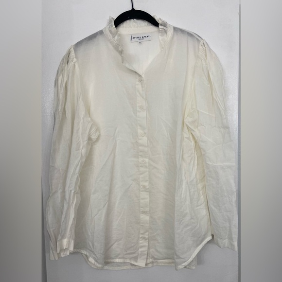 A Piece Apart Off- White Ruffled Collar Button-Up Blouse Size 10 - Picture 1 of 5